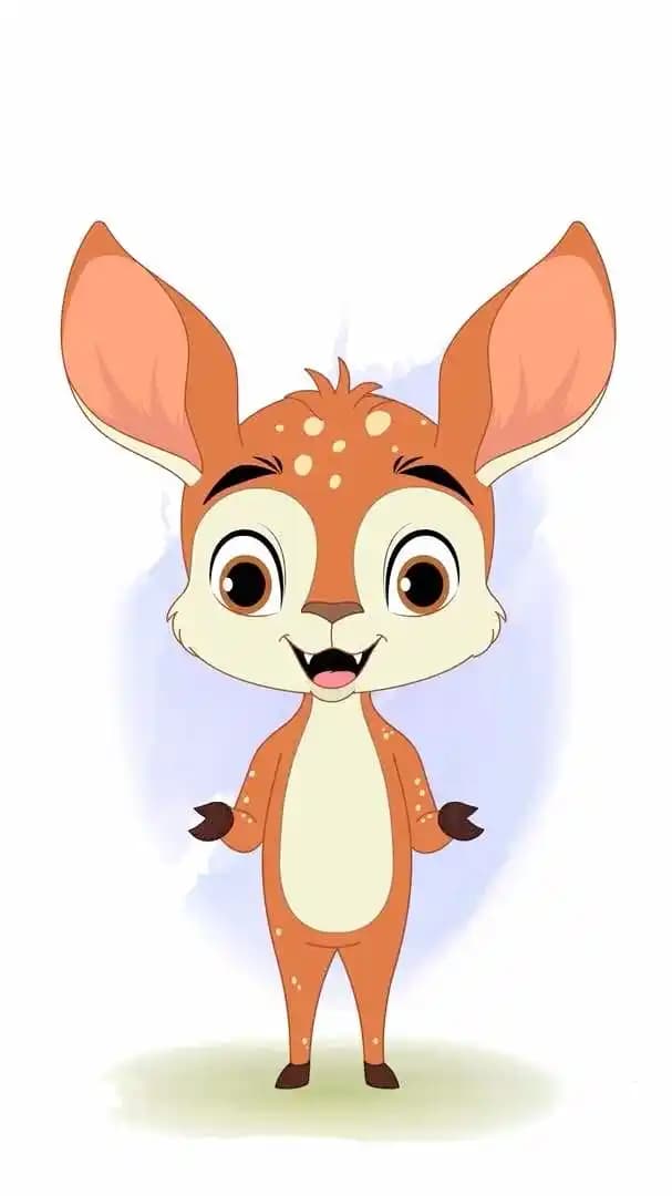 A 2d deer cartoon character talking animated vector pose AKA Dery The Antilope