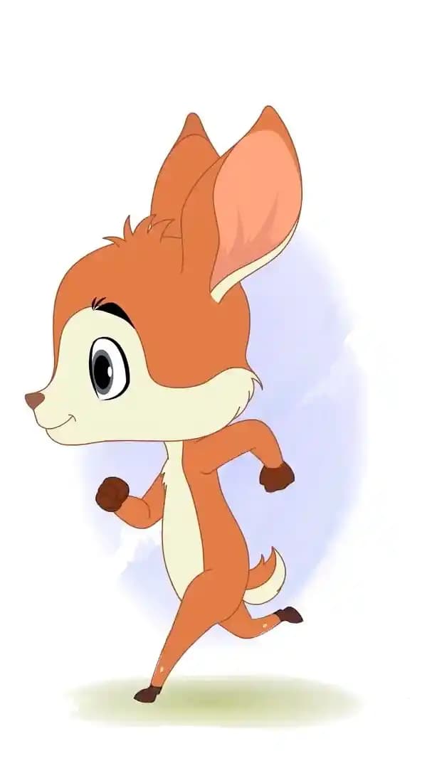 A 2d animated deer cartoon character side run cycle pose AKA Dery The Antilope