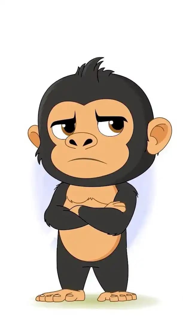 A Gorilla character vector animated annoyed pose AKA Goru The Gorilla