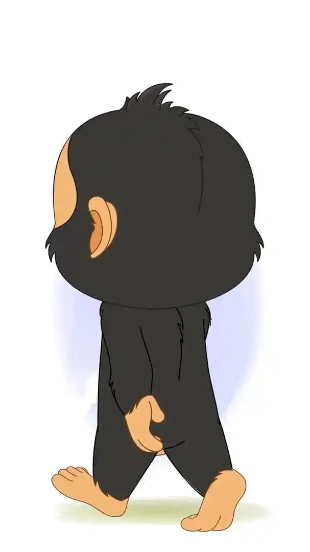 A Gorilla character vector animated walking in back third view AKA Goru The Gorilla