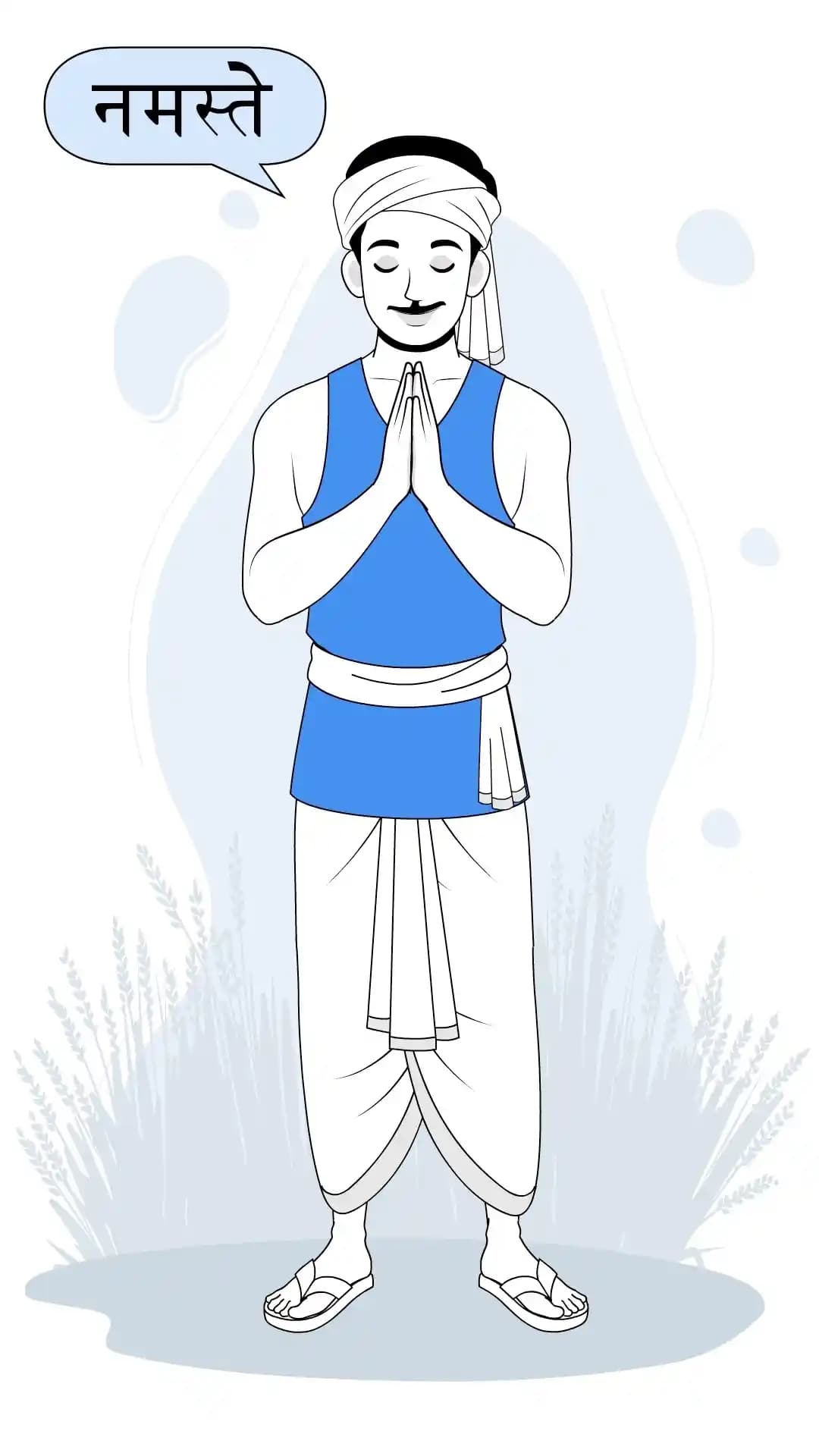 Indian farmer greeting namste animated vector cartoon character AKA Ram Singh