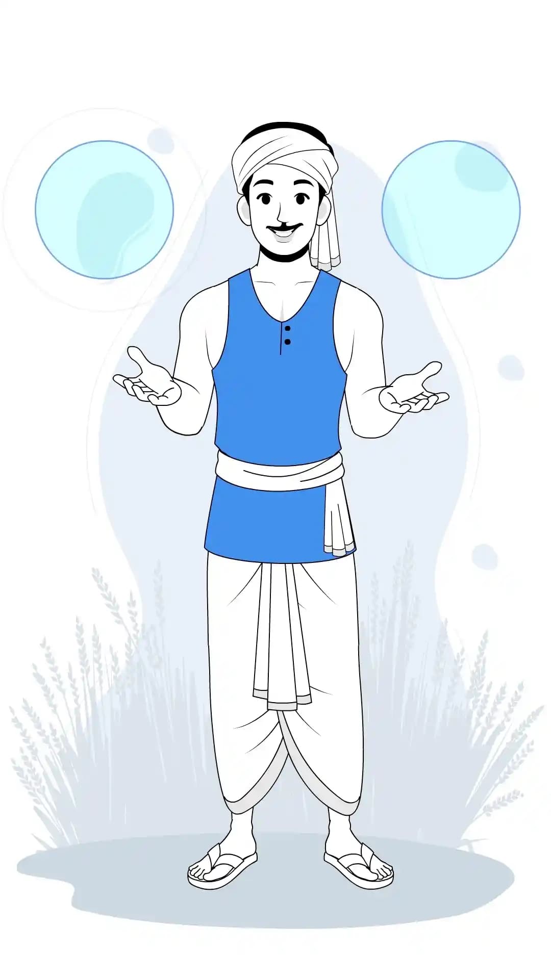 Indian farmer front talking animated vector cartoon character AKA Ram singh