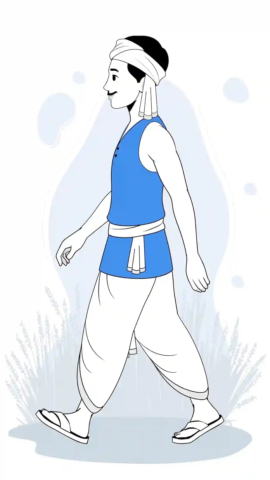 Indian farmer side walk animated vector cartoon character AKA Ram singh