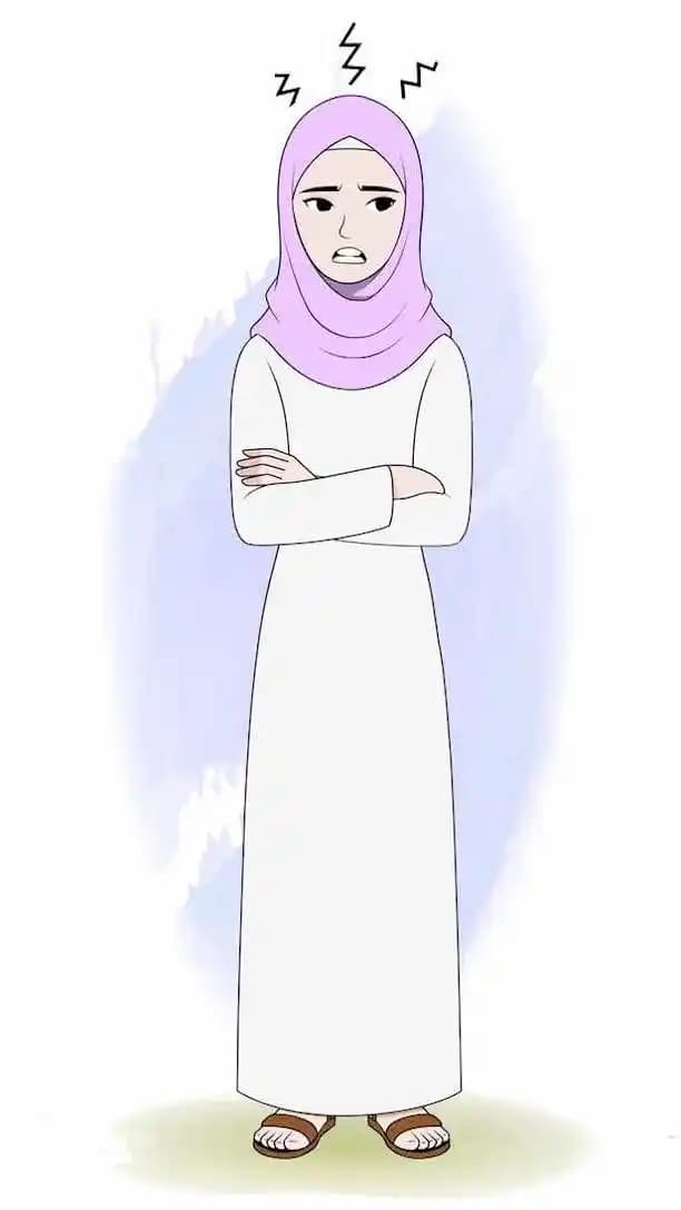 Islamic hijab woman character annoyed animated pose AKA Aafreen