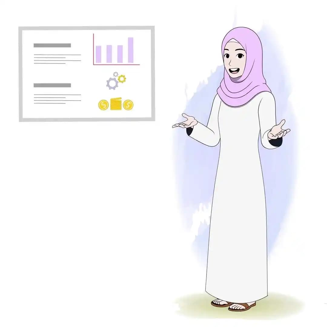 Islamic hijab woman character talking animated pose AKA Aafreen