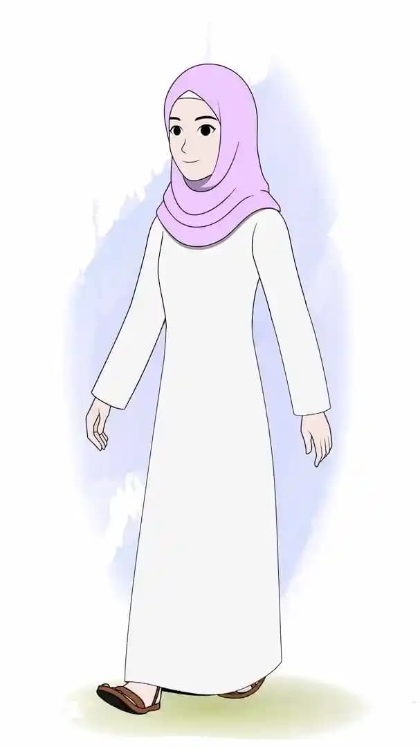 Islamic hijab woman character animated walk cycle AKA Aafreen