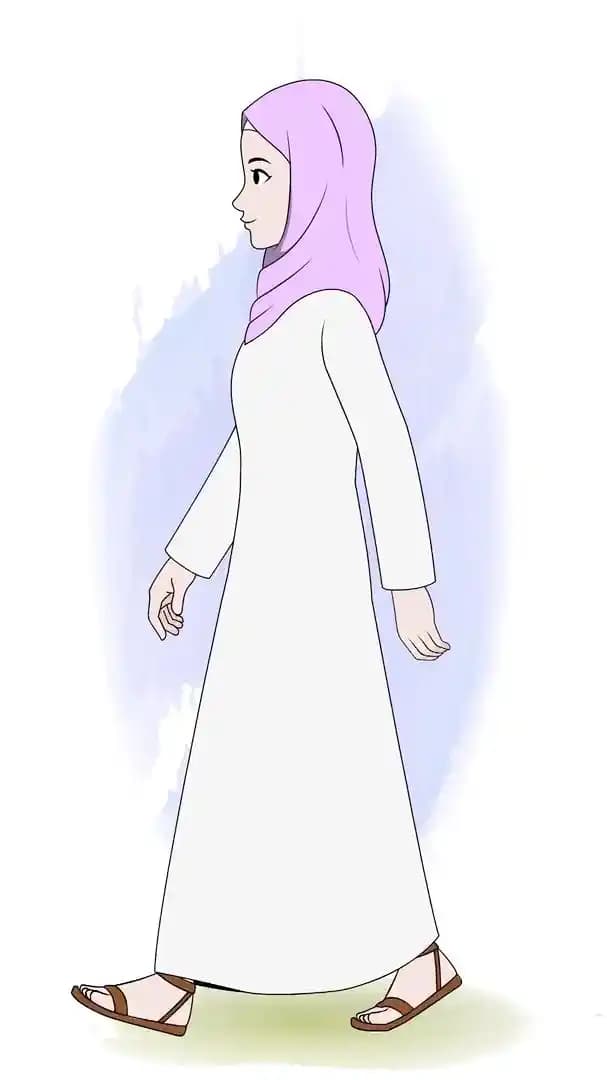 Islamic hijab woman character animated side walk cycle AKA Aafreen