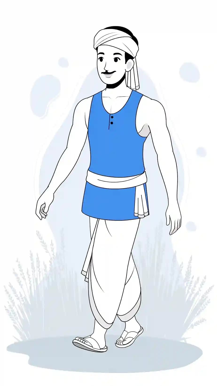 Indian farmer walking one third animated vector cartoon character AKA Ram Singh