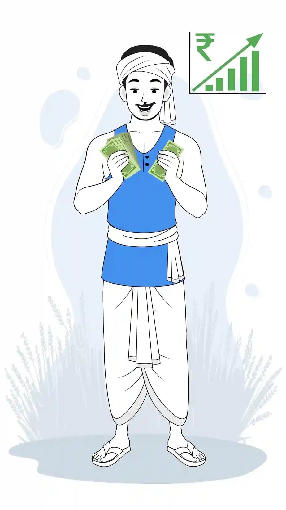Indian farmer Counting Money animated vector cartoon character AKA Ram singh