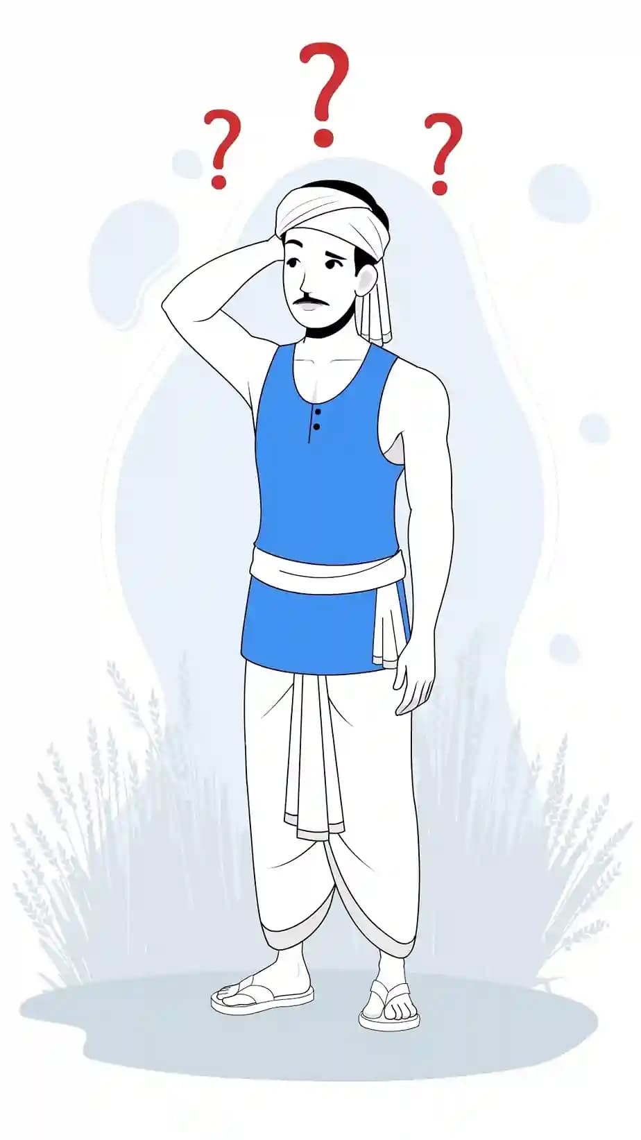 Indian farmer Confused animated vector cartoon character AKA Ram Singh