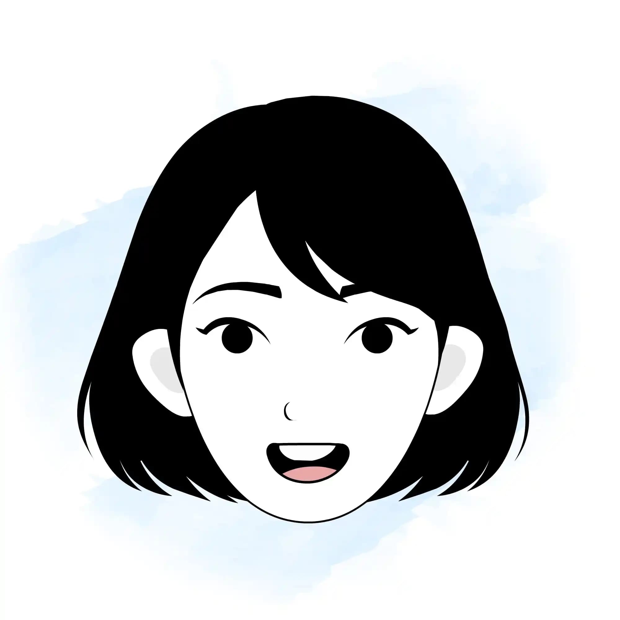 Teen Girl Animated Vector Cartoon Character Face Expression Sheet AKA Sinhari