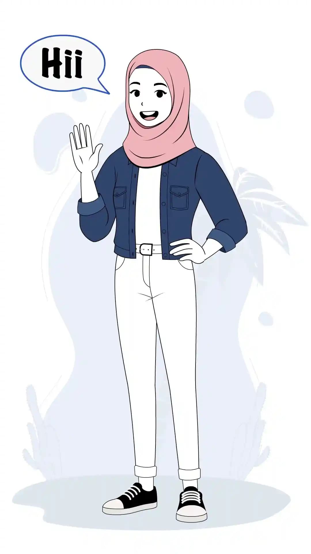 Cute muslim lady saying hello animated vector cartoon character AKA Farah