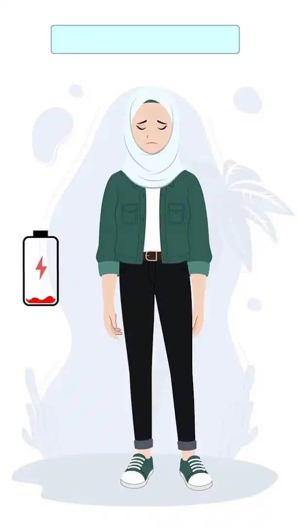 Muslim islamic young woman animated vector sad pose AKA Samira