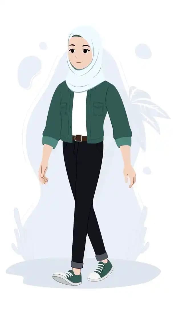 Muslim islamic young woman animated vector walk cycle AKA Samira