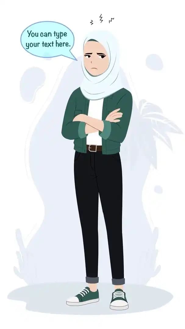 Muslim islamic young woman animated vector annoyed pose AKA Samira