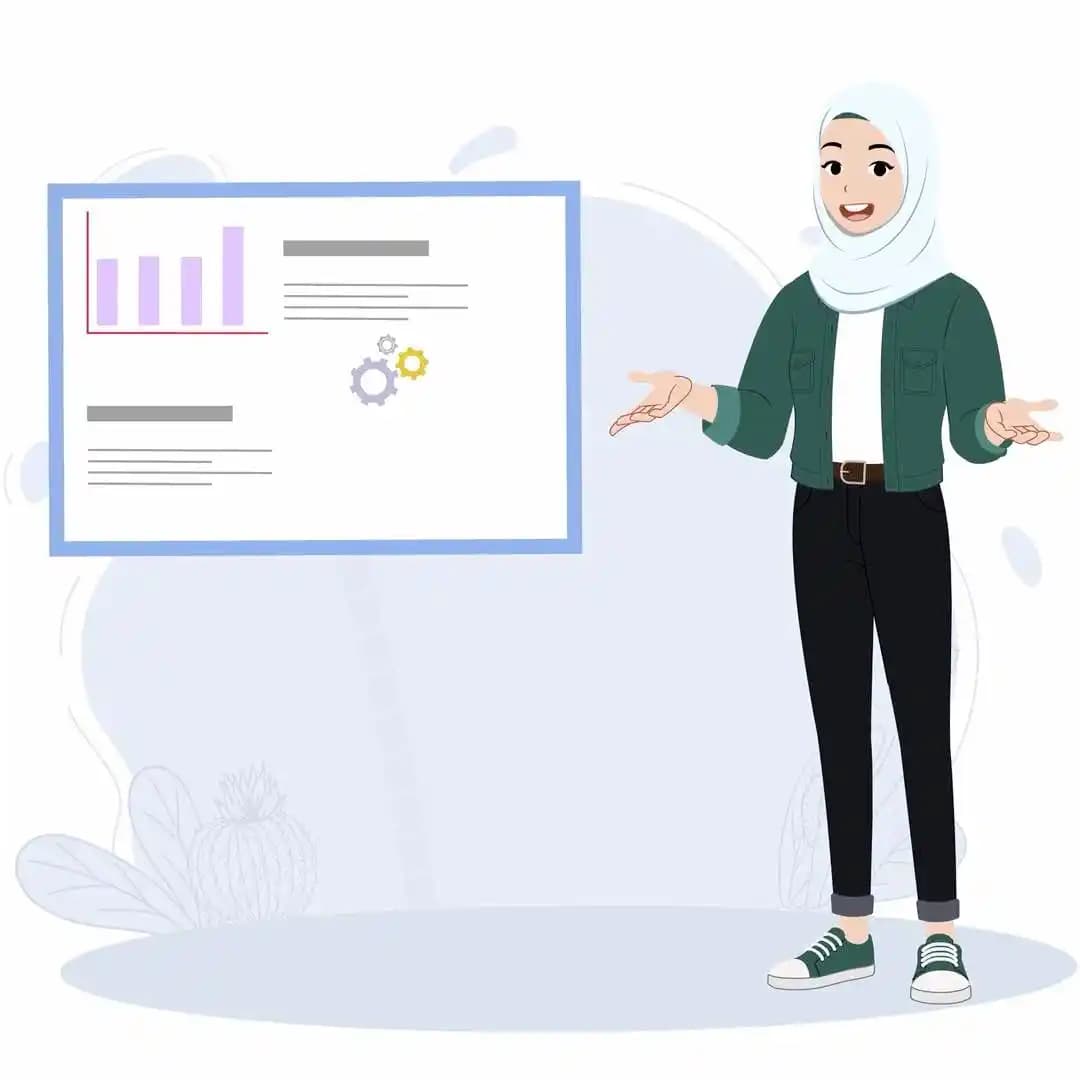 Muslim islamic young woman animated vector talking pose AKA Samira