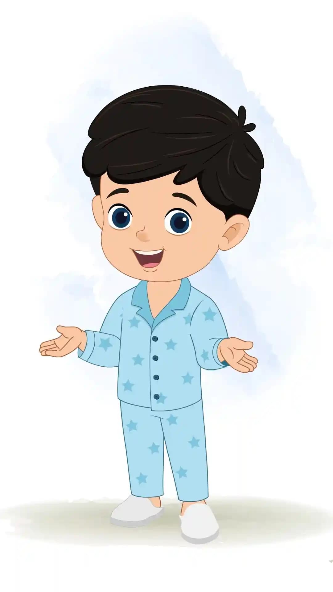 Cute kid talking one third animated vector cartoon character AKA Vihaan