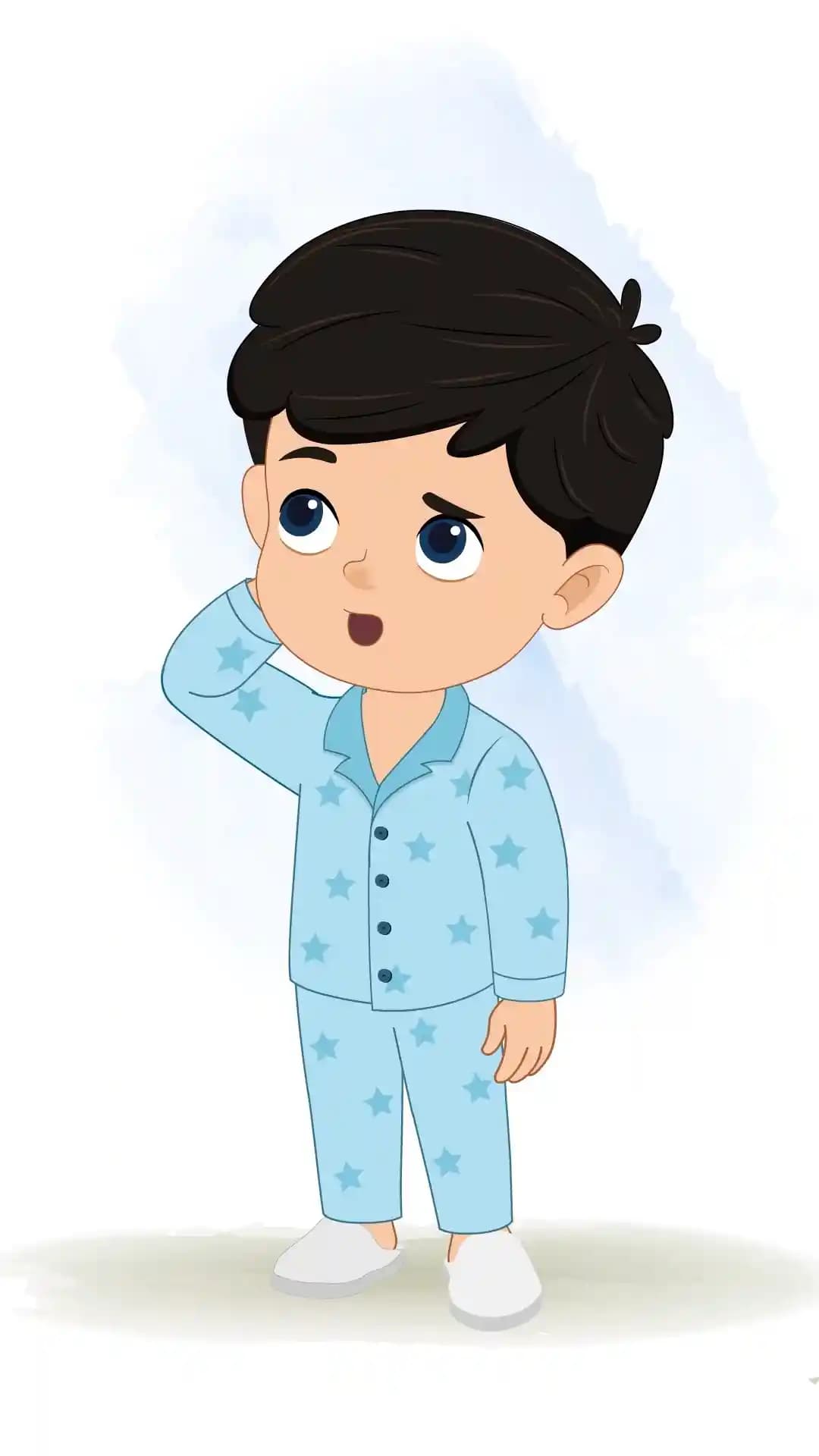 Cute kid confused animated vector cartoon character AKA Vihaan