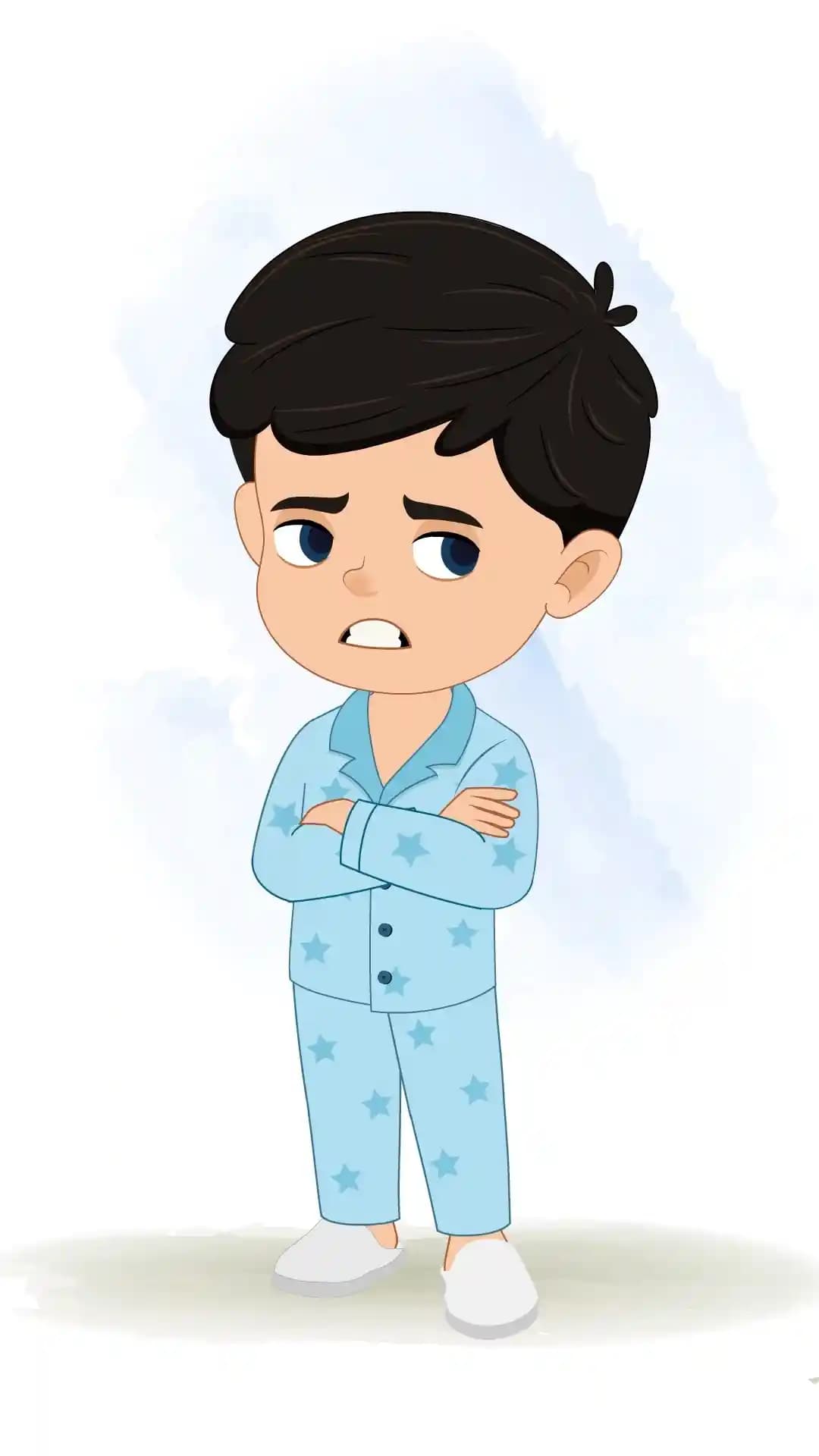 Cute kid annoyed one third animated vector cartoon character AKA Vihaan