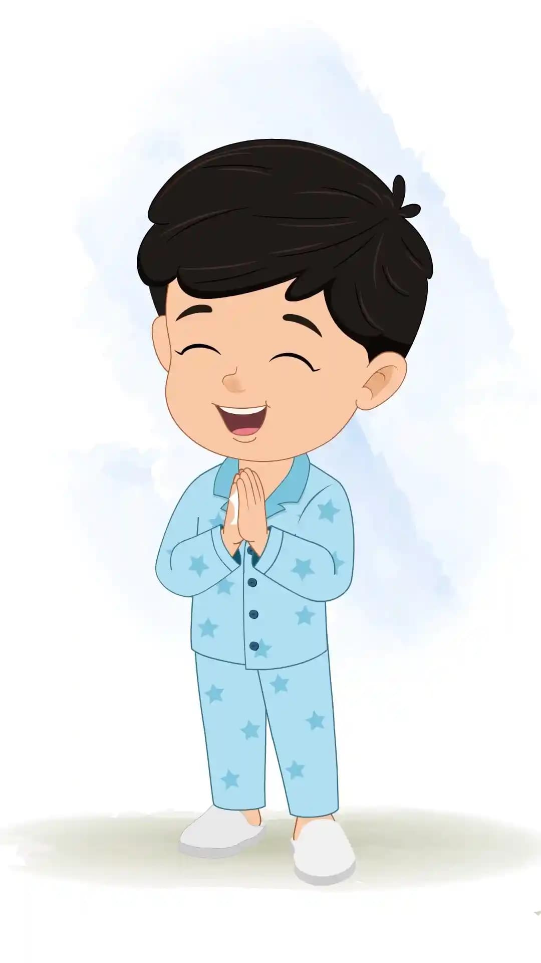 Cute kid clapping animated vector cartoon character AKA Vihaan