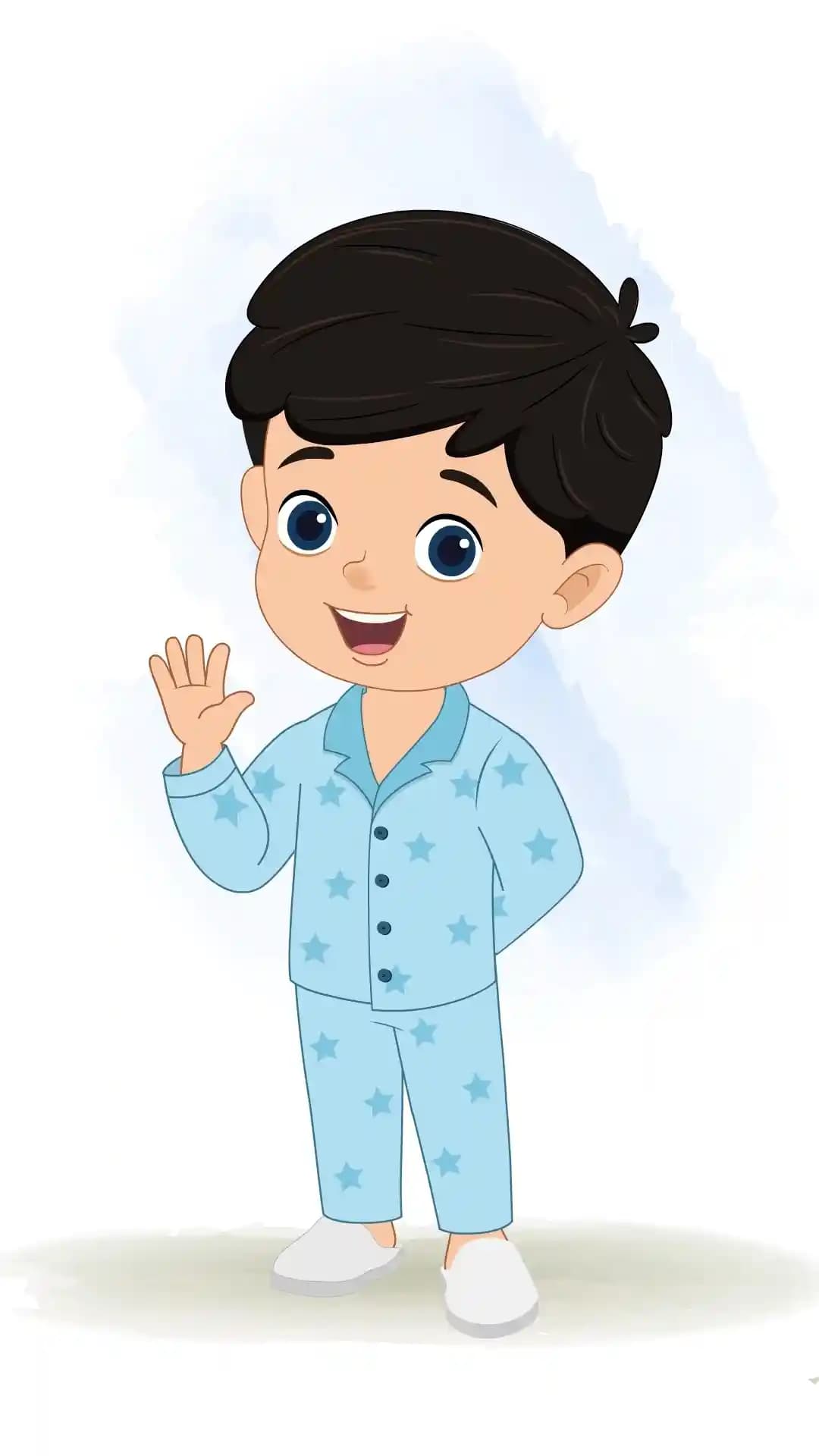 Cute kid saying hello animated vector cartoon character AKA Vihaan
