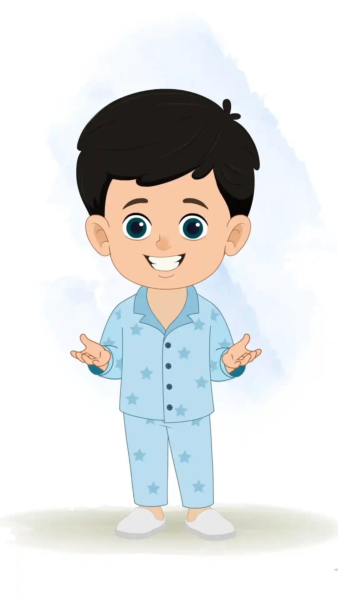 Cute kid front talking animated vector cartoon character AKA Vihaan