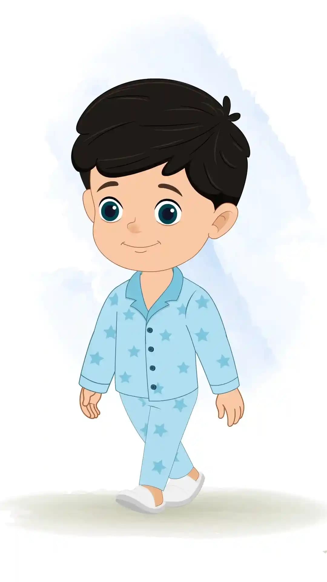 Cute kid one third walk animated vector cartoon character AKA Vihaan