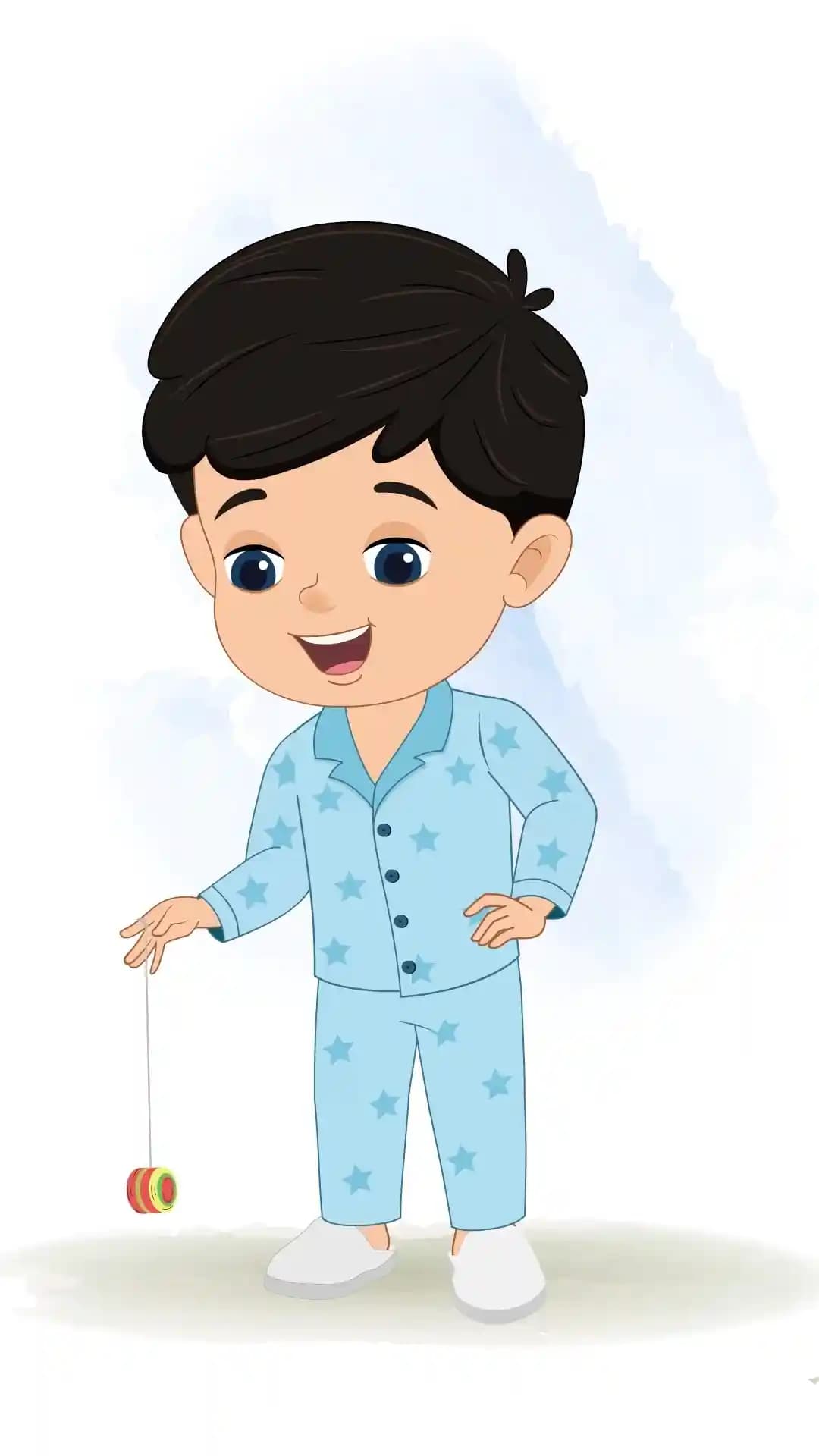 Cute kid playing yoyo animated vector cartoon character AKA Vihaan