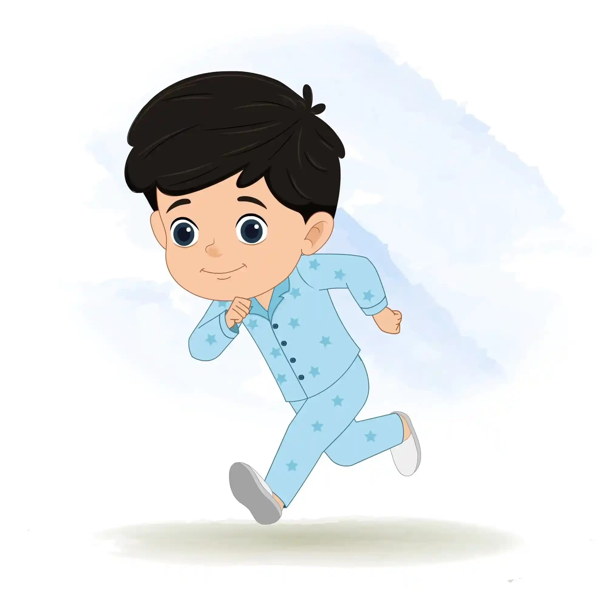 Cute kid running one third animated vector cartoon character AKA Vihaan