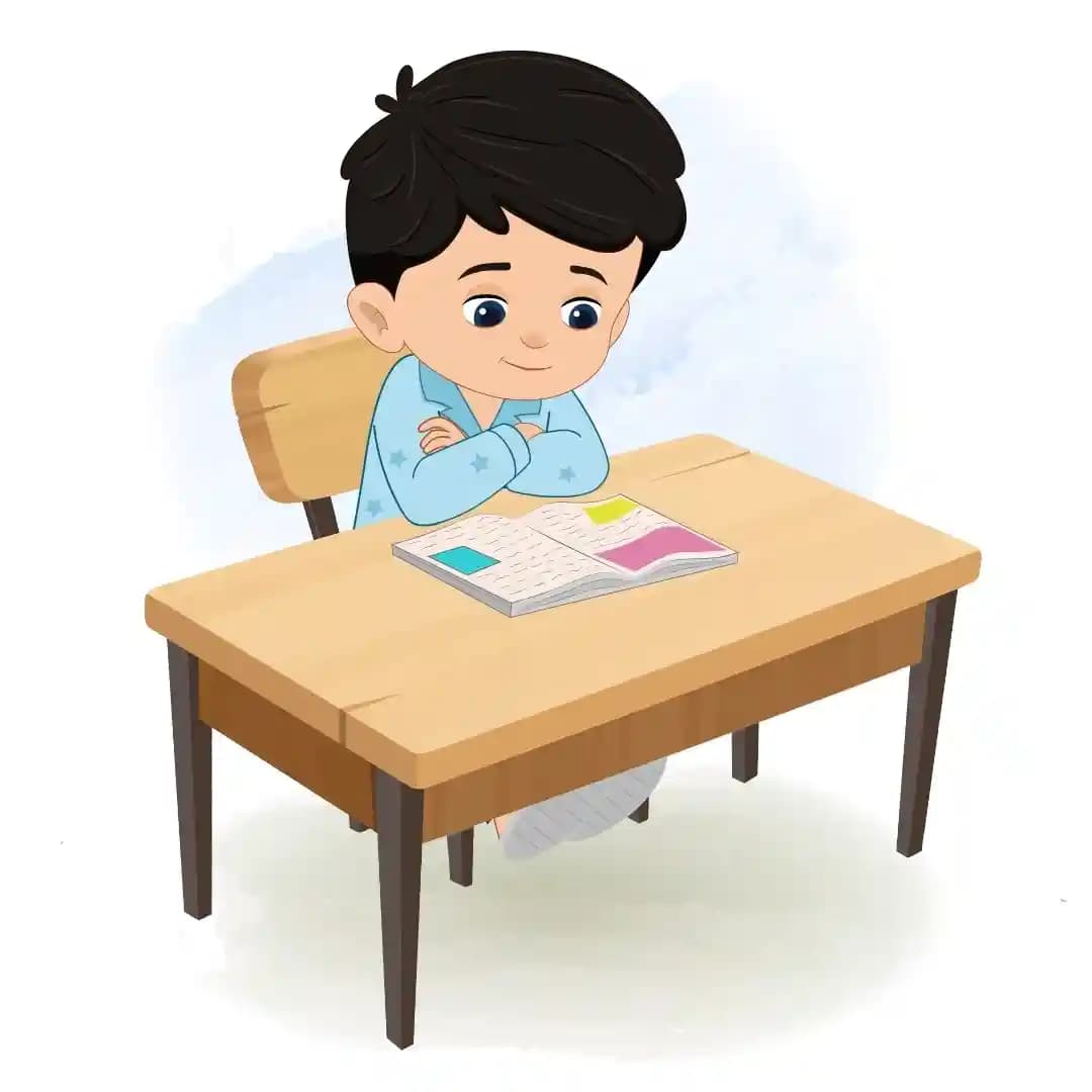 Cute kid reading animated vector cartoon character AKA Vihaan