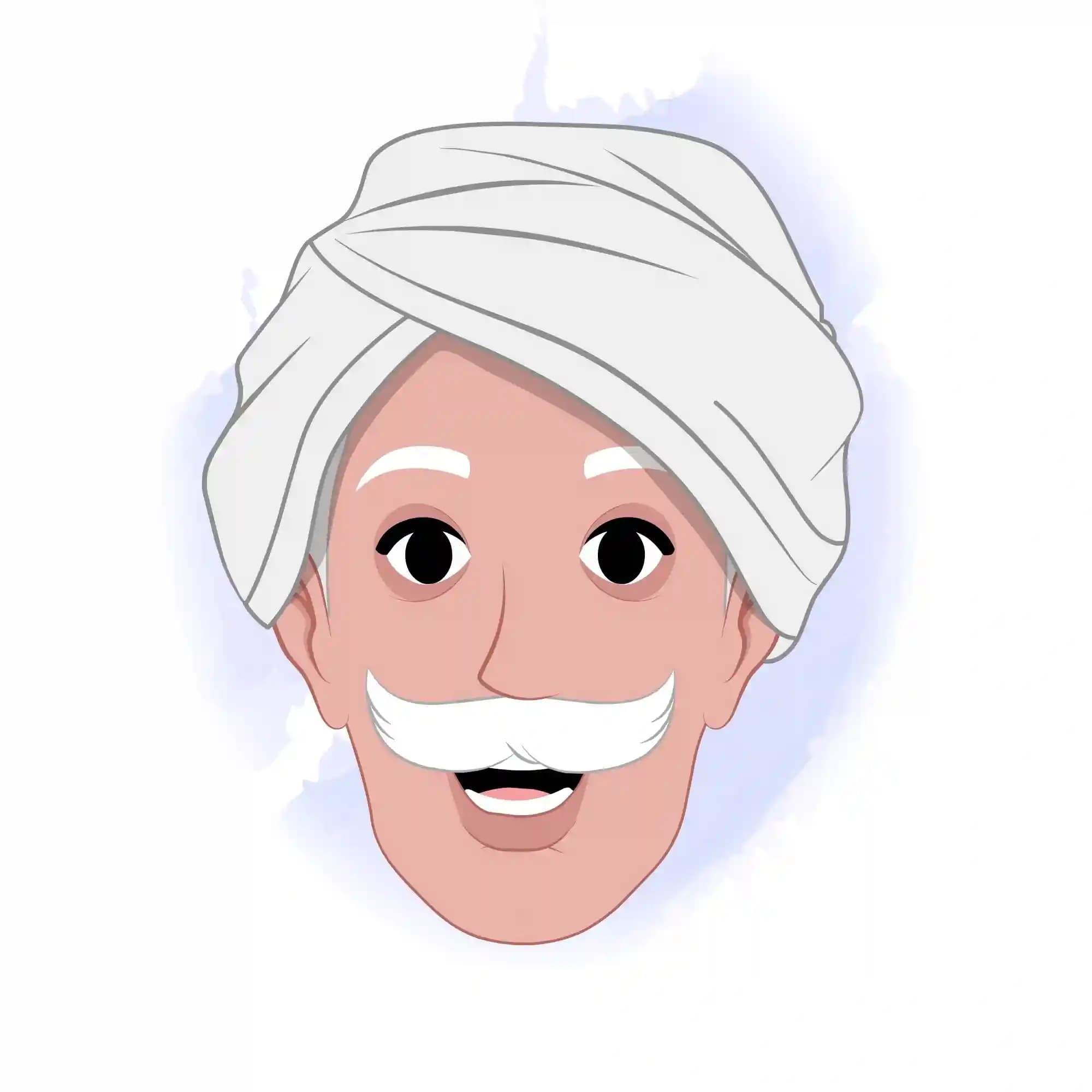 Indian Old Farmer Animated Vector Cartoon Character Face Expression Sheet AKA Dharam singh