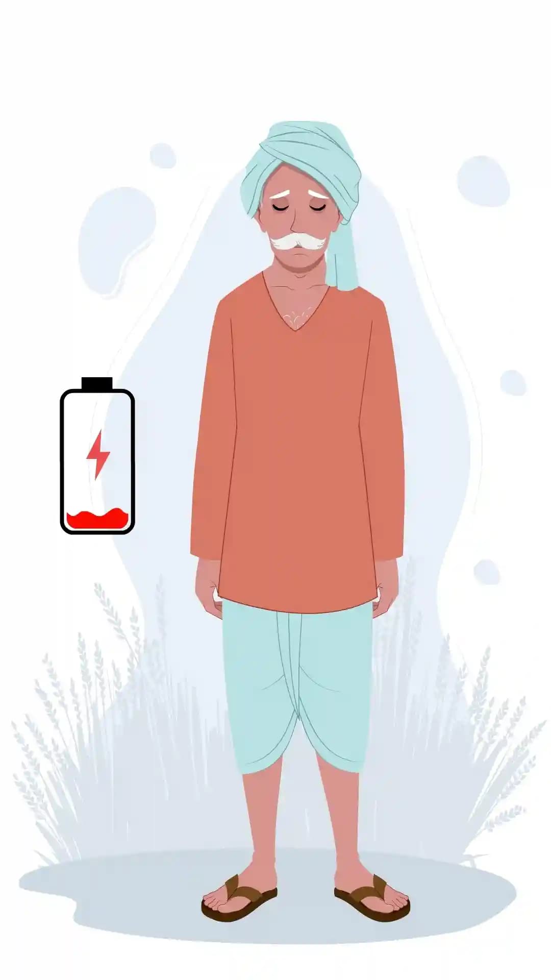 Swachh Bharat Village Character sad animated vector cartoon character AKA Dharam singh