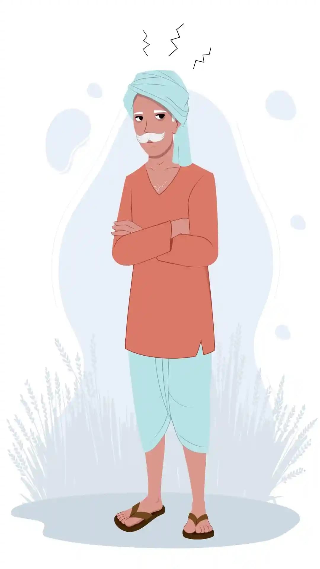 Indian villager farmer annoyed one third animated vector cartoon character AKA Dharam singh