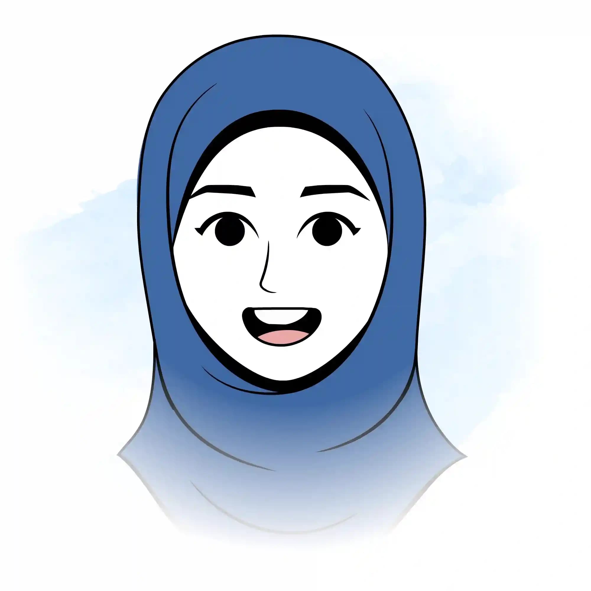 Cute Muslim Girl Animated Vector Cartoon Character Face Expression Sheet AKA Aisha