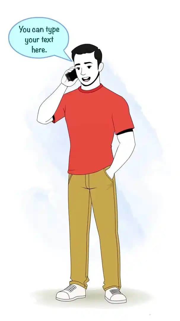 2d cartoon muscular man character vector talking on phone animated pose AKA Nick