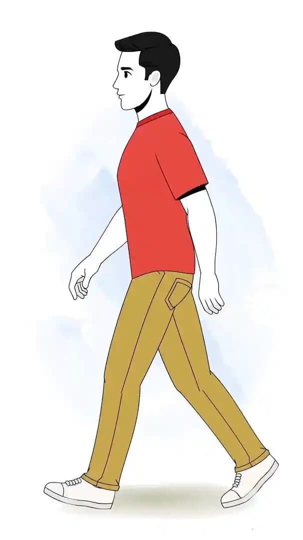 2d cartoon muscular man character vector animated side walk cycle pose AKA Nick