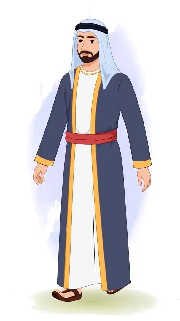 Islamic arab sheikh trader cartoon character animated walking vector AKA Hassan