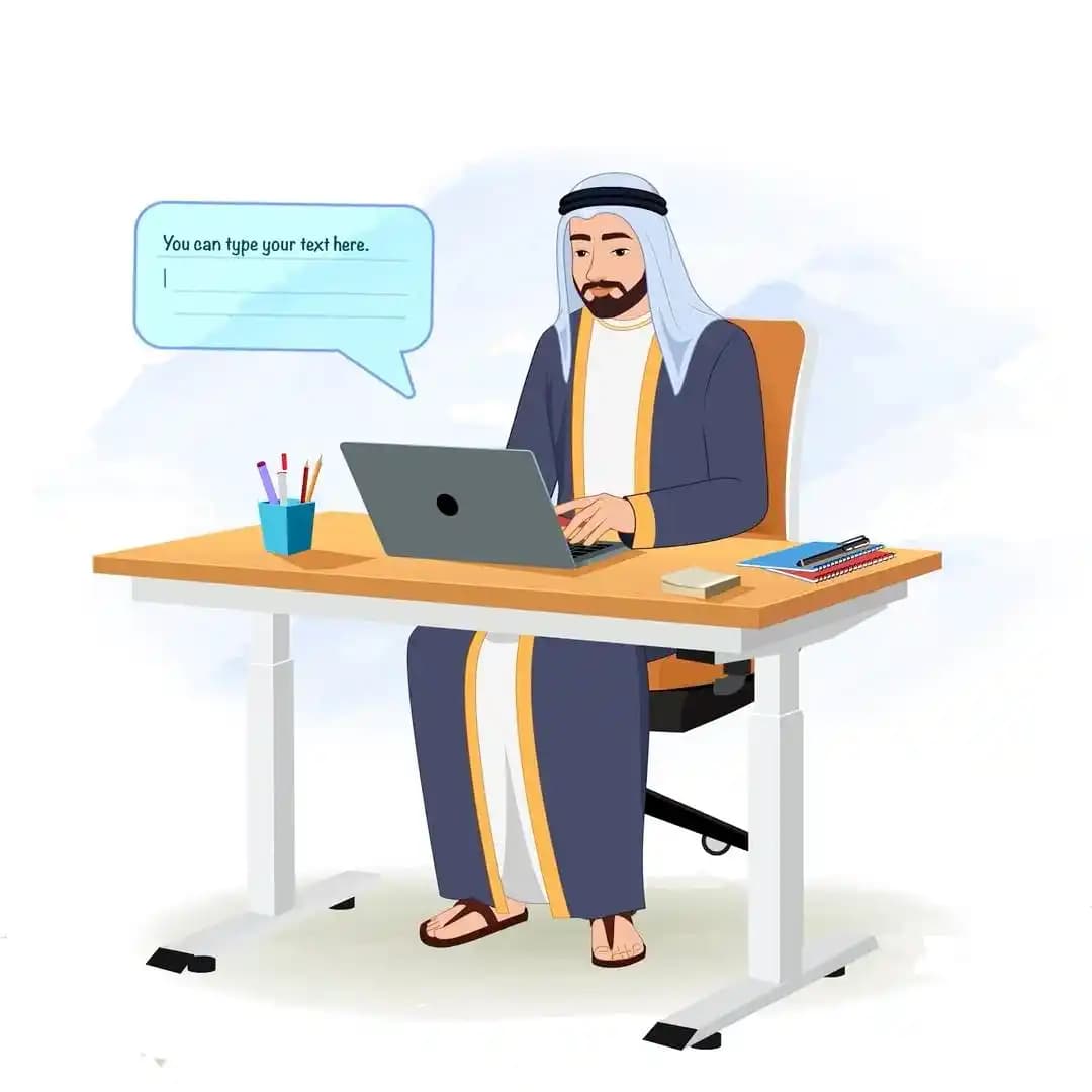 Islamic arab sheikh trader cartoon character animated working vector pose AKA Hassan