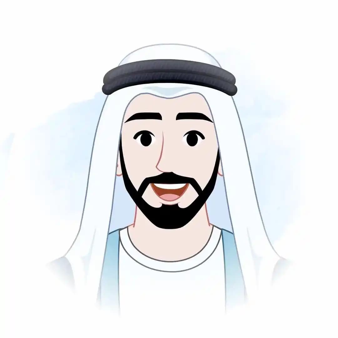 Cartoon arab sheikh character animated face expression vector AKA Khalid