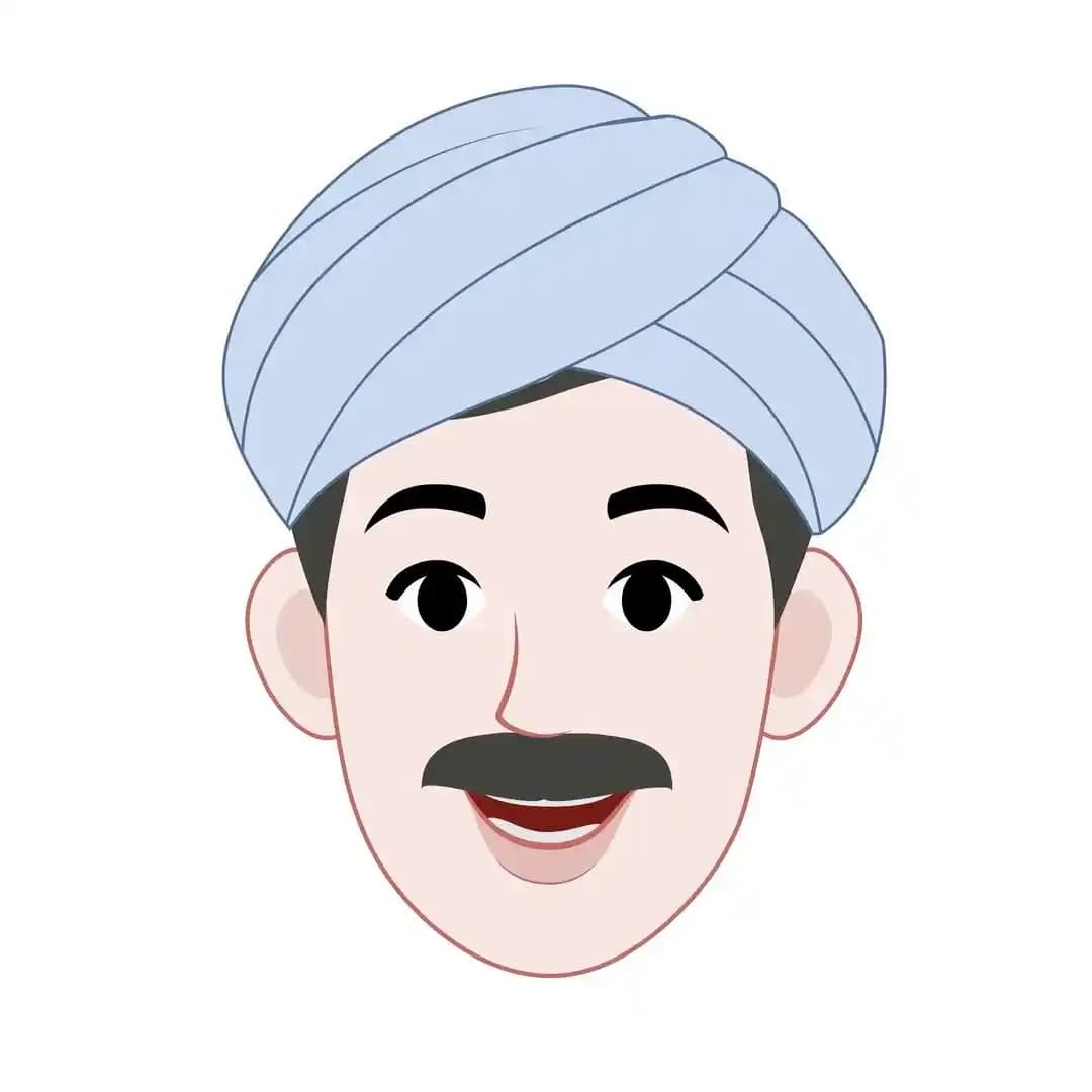 An Indian farmer 2d character animated face expression cartoon vector AKA Anand