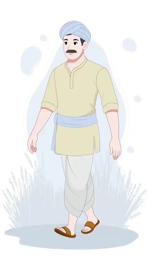 An Indian farmer 2d character animated walking cartoon vector AKA Anand