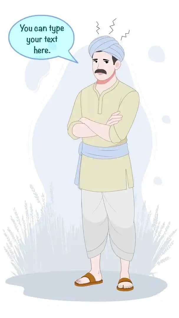 An Indian farmer 2d character annoyed animated cartoon vector AKA Anand