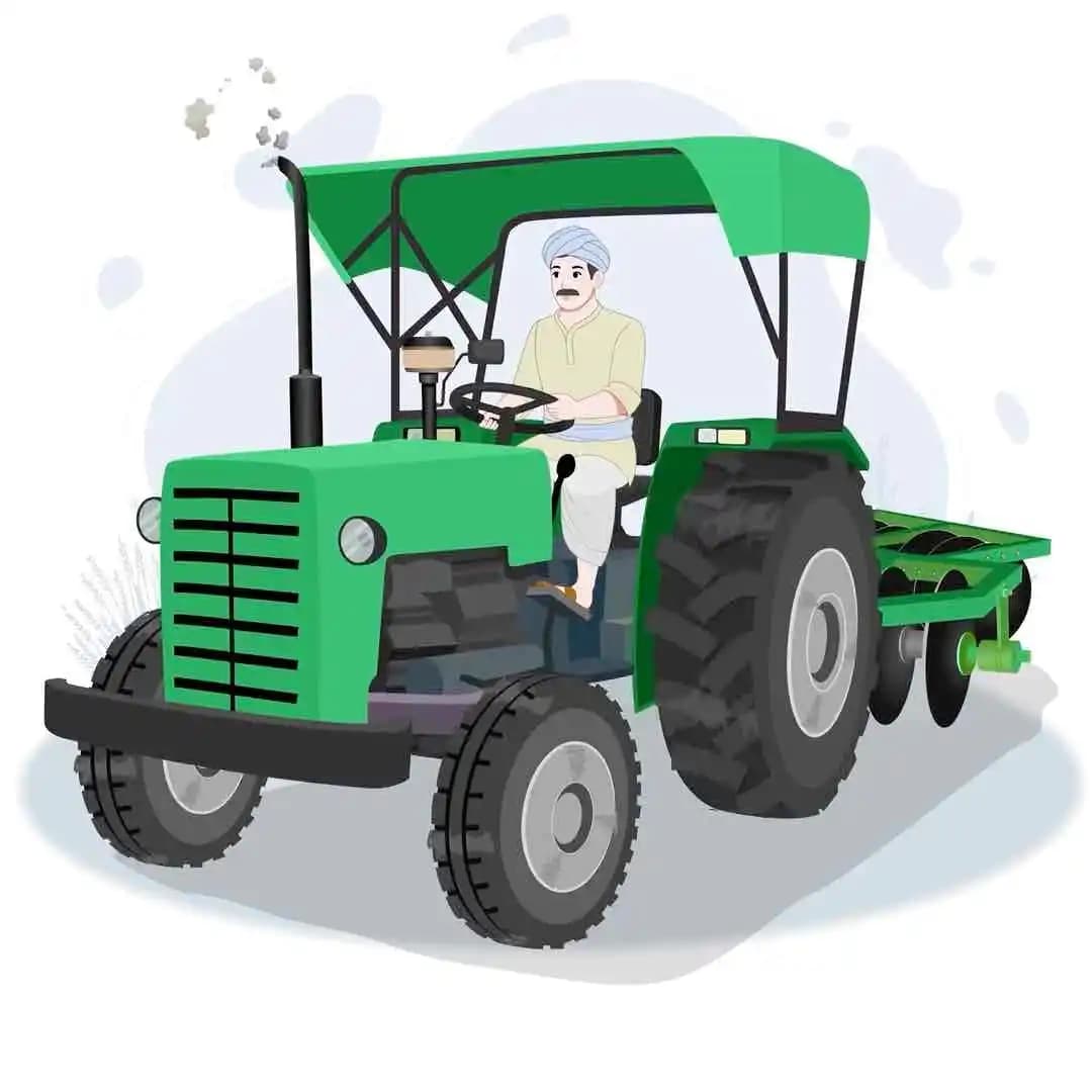 An Indian farmer 2d character driving tractor animated cartoon vector AKA Anand