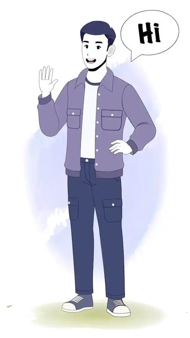 Cartoon young man 2d character saying hello animated cartoon vector AKA Bryce