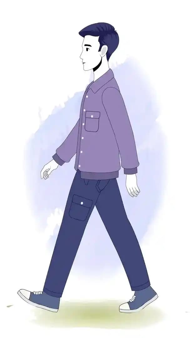 Cartoon young man 2d character side walk cycle animated vector pose AKA Bryce