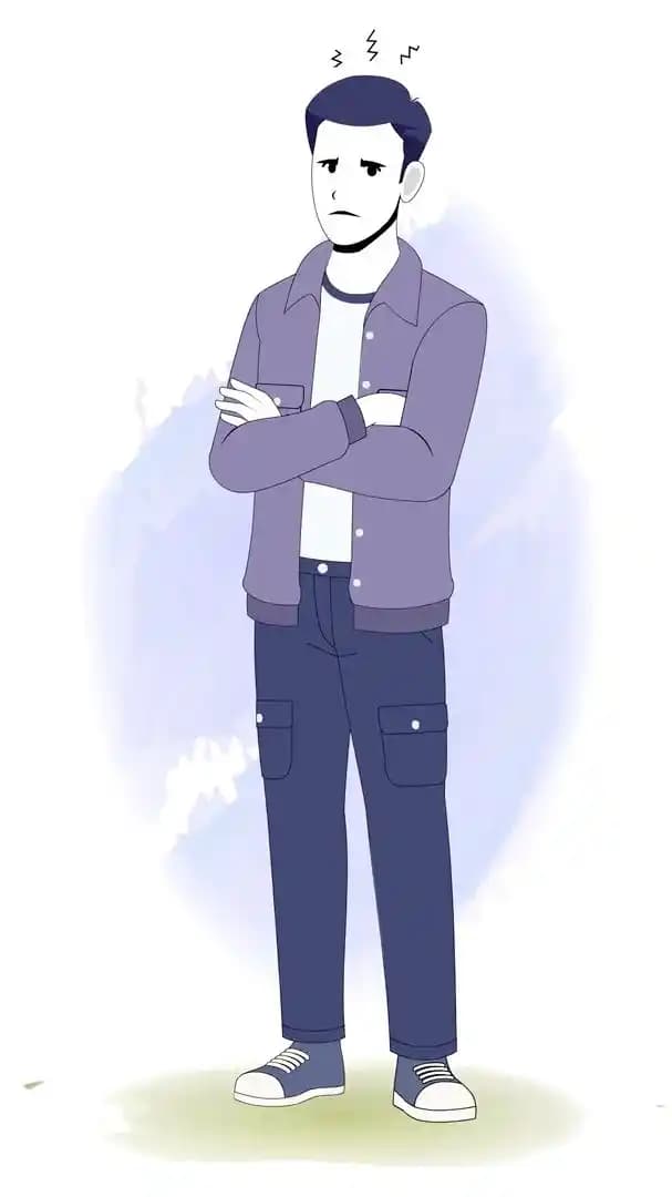 Cartoon young man 2d character annoyed animated vector pose AKA Bryce