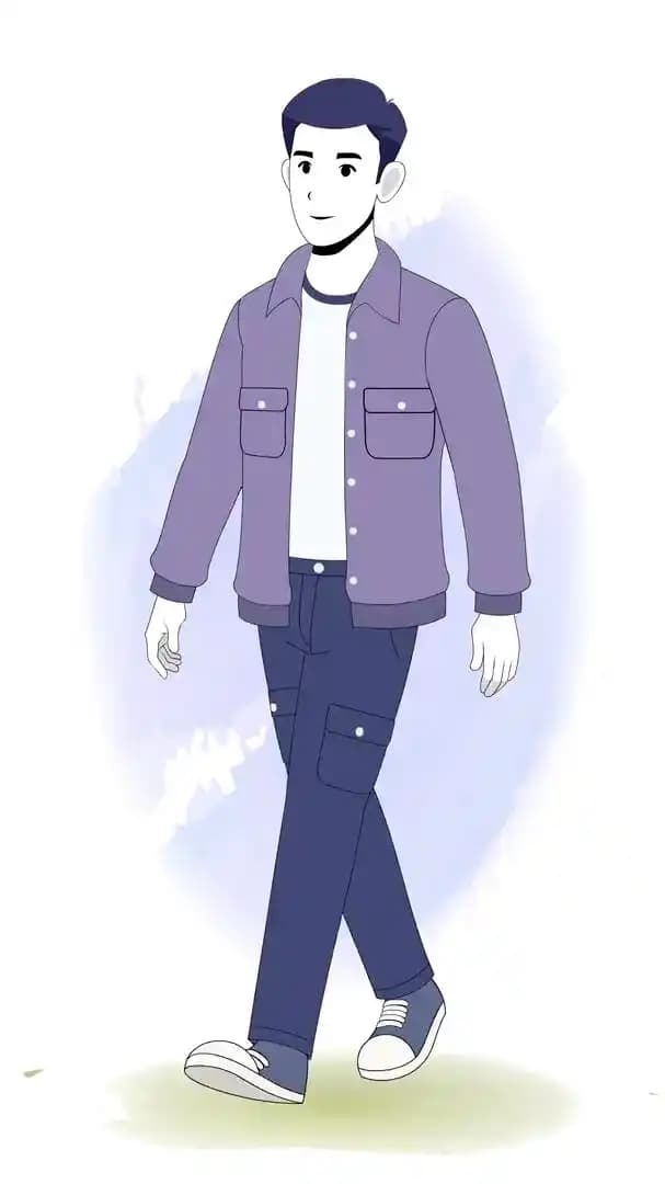 Cartoon young man 2d character walking animated vector pose AKA Bryce