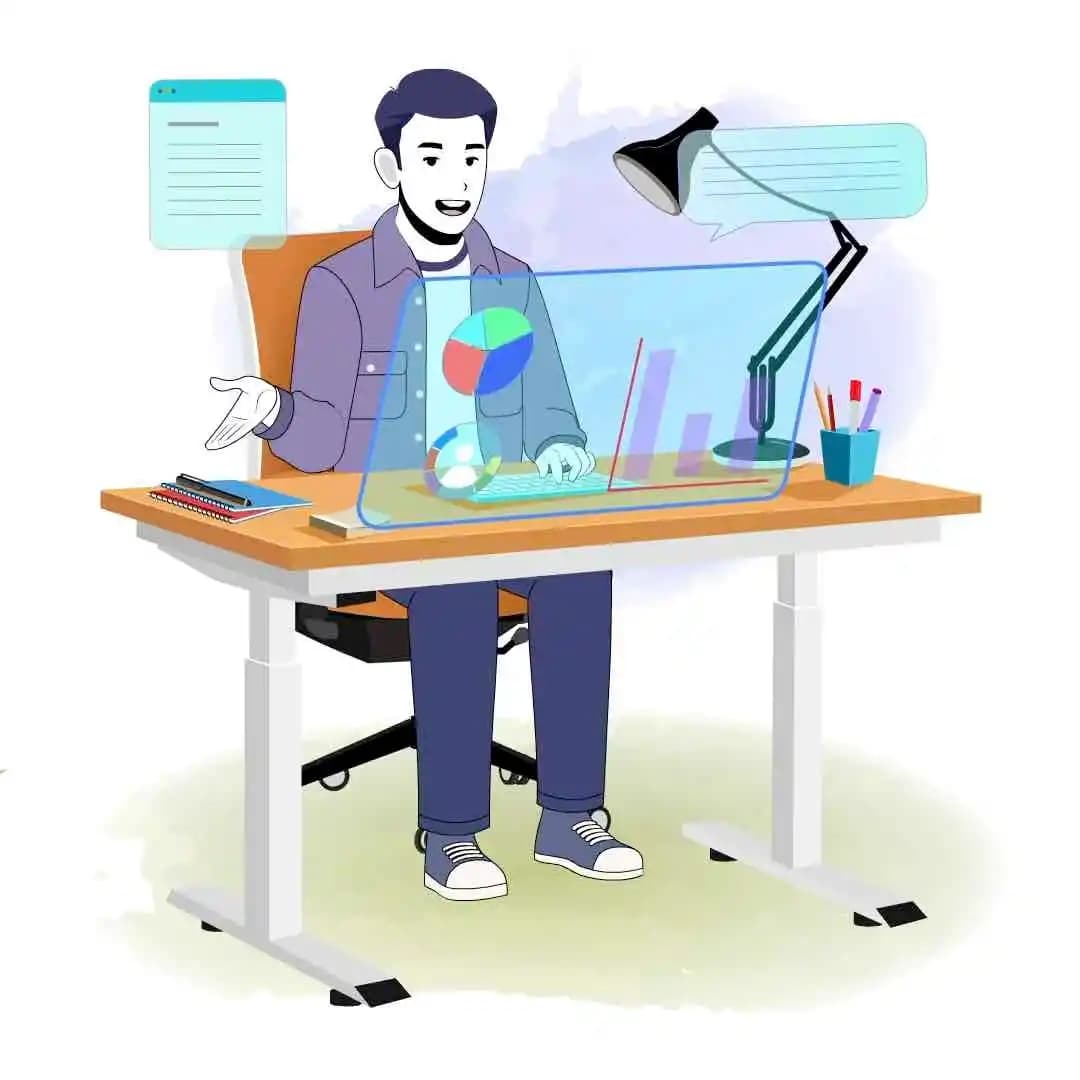 Cartoon young man 2d character working animated cartoon vector AKA Bryce