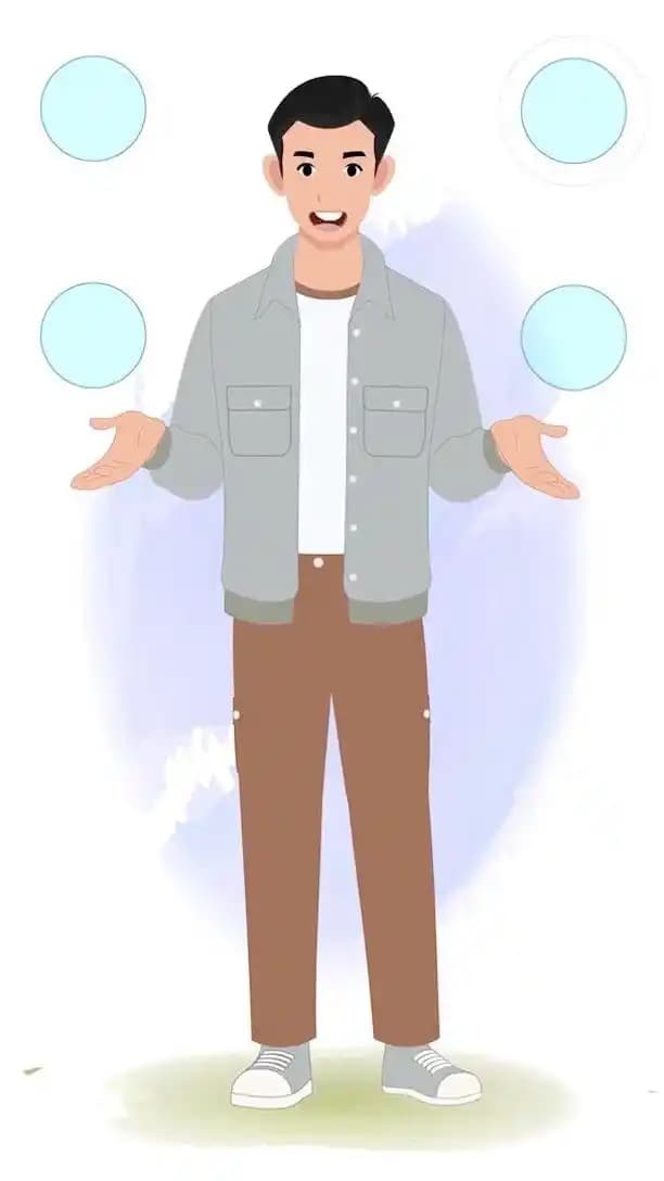 Cartoon man 2d character talking animated vector pose AKA Logan
