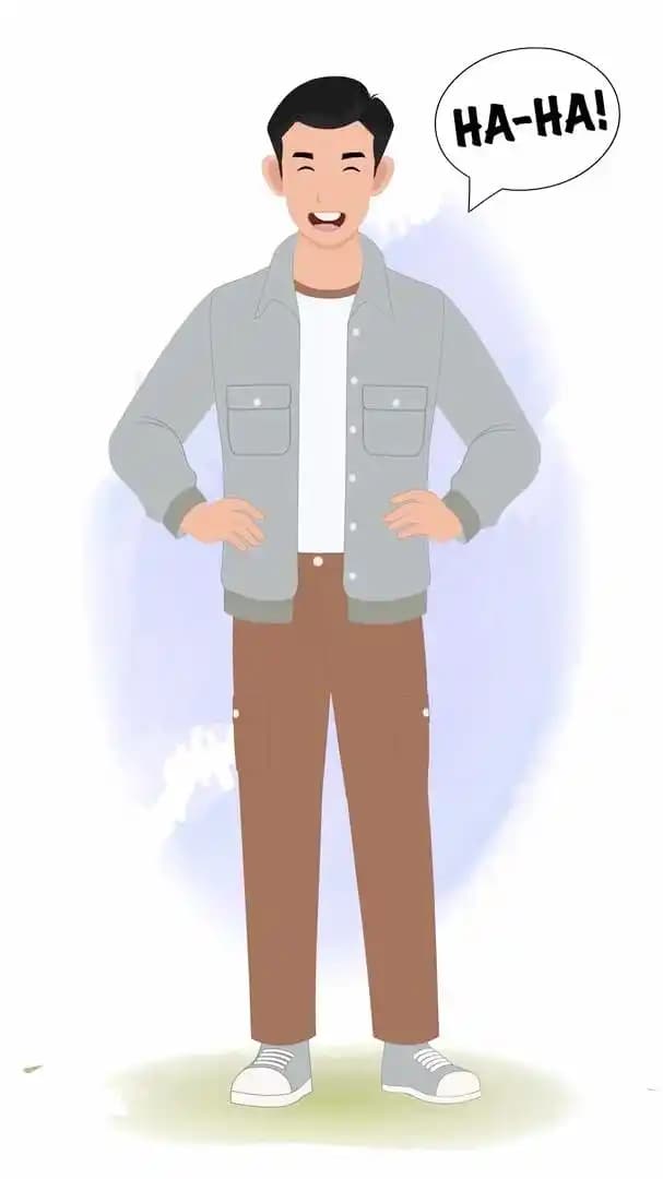 Cartoon man 2d character laughing animated vector pose AKA Logan